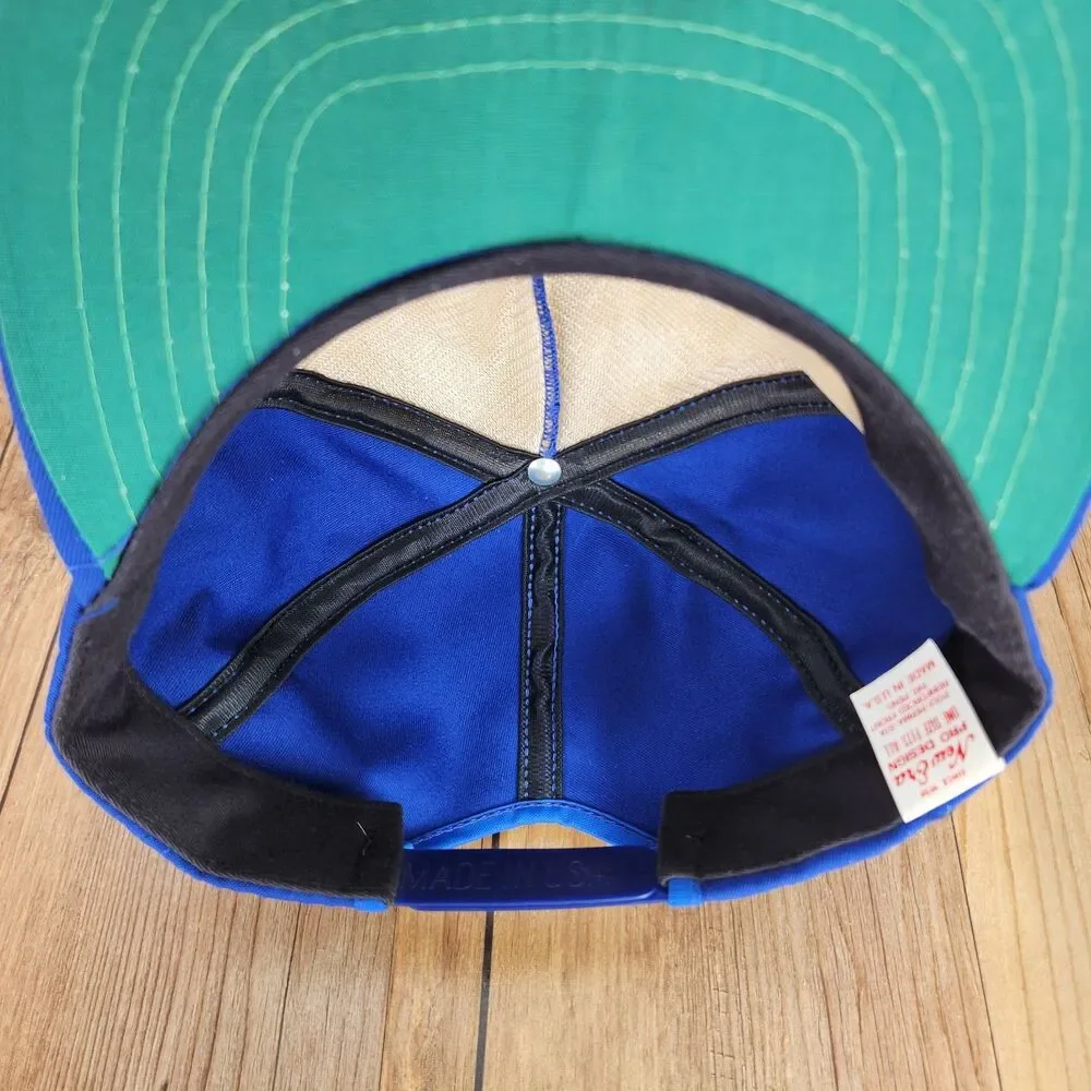 VINTAGE New Era Pro Design Made in USA Snapback Hat Royal Blue 5-Panel Plain Cap